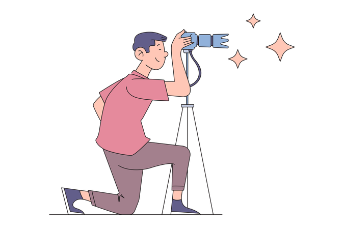 Male photographer click picture  일러스트레이션