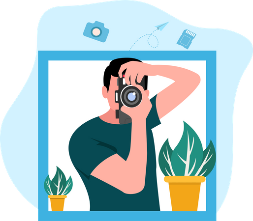 Male Photographer clicking photo  Illustration