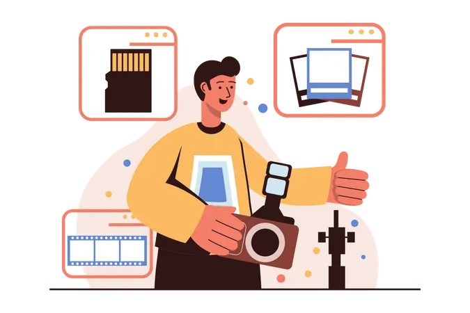 Male photographer giving thumbs up gesture Illustration