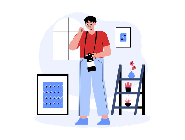 Male Photographer holding camera  Illustration