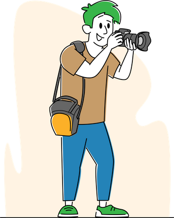 Male Photographer Making Picture Illustration