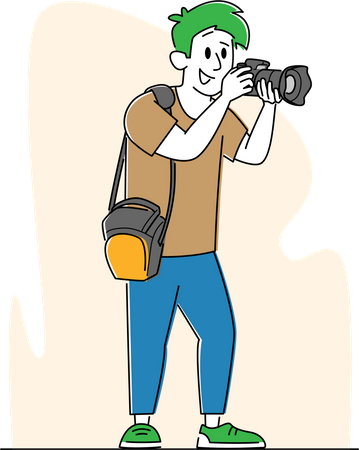 Male Photographer Making Picture  일러스트레이션