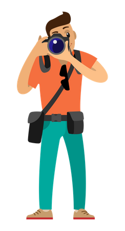 Male Photographer Taking Photo  Illustration