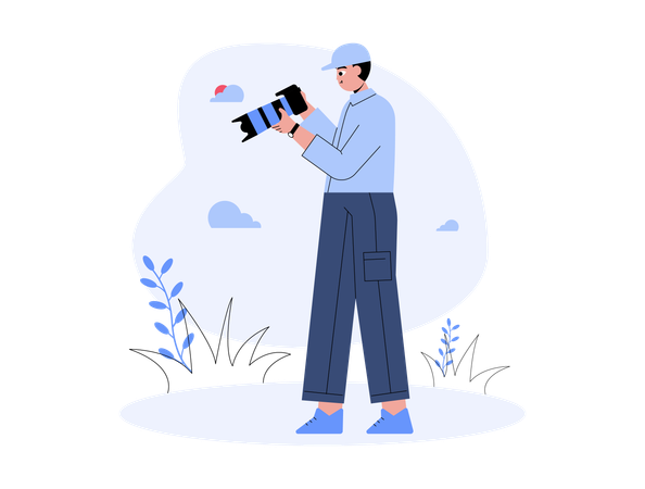 Male Photographer taking photo with camera  Illustration