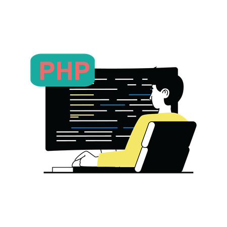 Male php developer  Illustration