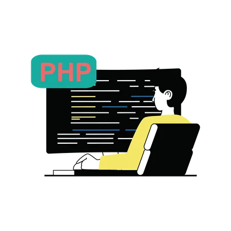 Male php developer  Illustration