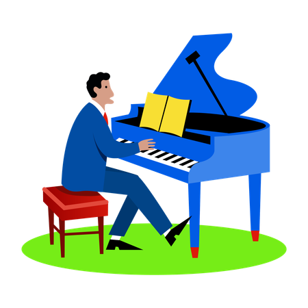 Male Pianist  Illustration