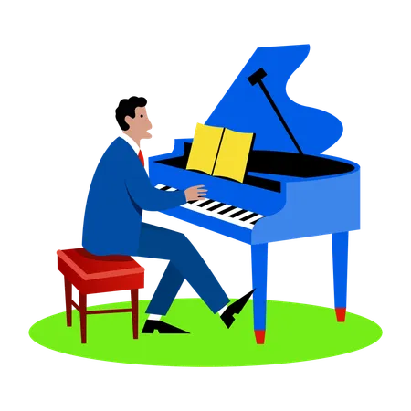 Male Pianist  Illustration