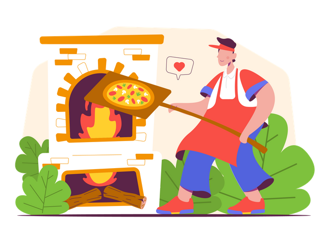 Male pizza maker Illustration