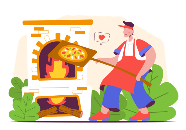 Male pizza maker  Illustration