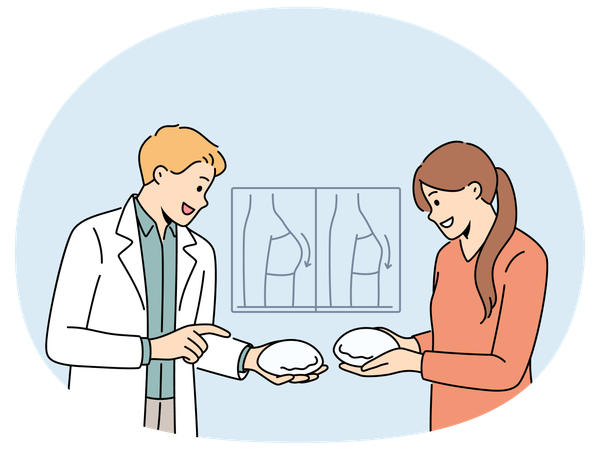 Male plastic surgeon consult female client  Illustration