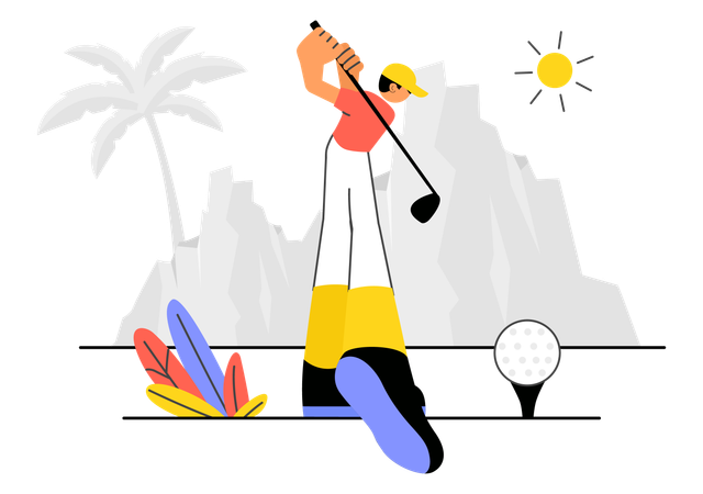 Male Player hitting Golf Ball  Illustration