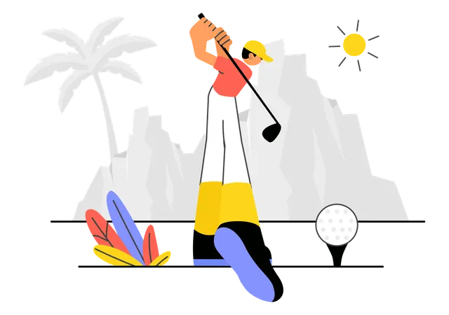 Male Player hitting Golf Ball  Illustration