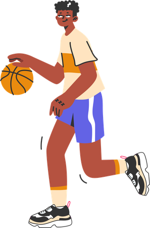 Male player playing basket ball  Illustration