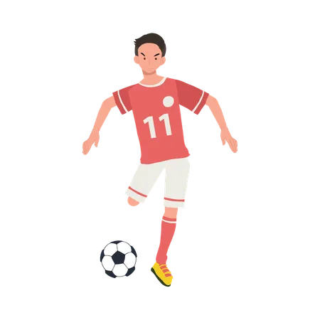 Male player playing football  Illustration