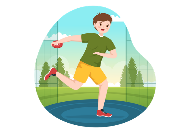 Male playing Discus Throw Illustration
