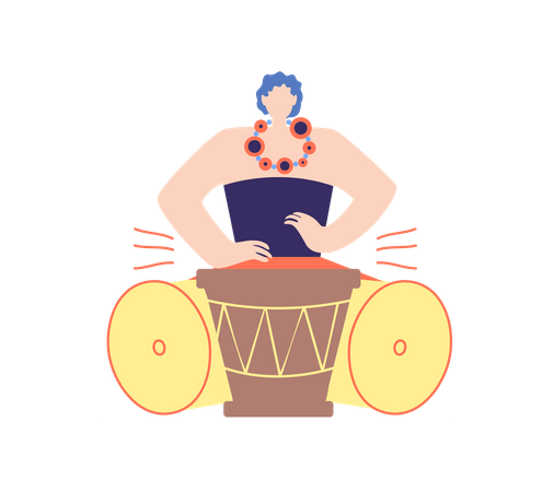 Male playing drum  Illustration