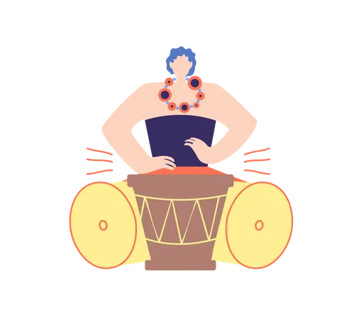 Male playing drum  Illustration