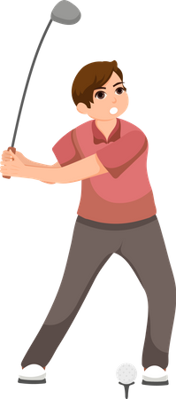 Male Playing Golf  イラスト