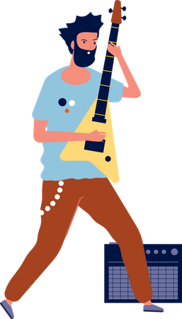 Male playing guitar Illustration