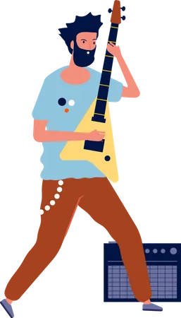Male playing guitar Illustration