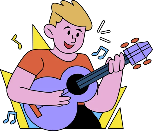 Male Playing Guitar  Illustration