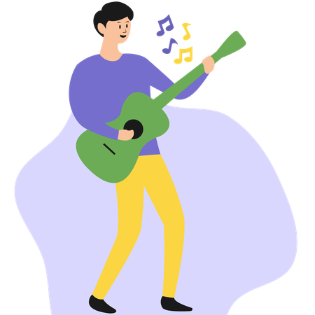 Male Playing Guitar  Illustration