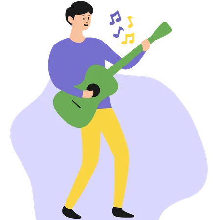 Male Playing Guitar  Illustration