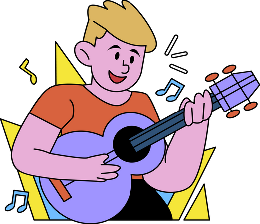 Male Playing Guitar  Illustration