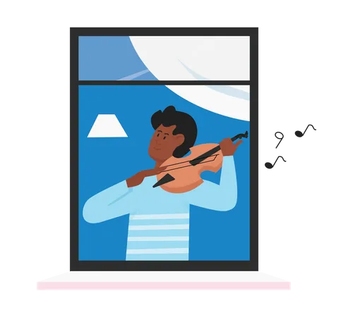 Male playing violin  Illustration