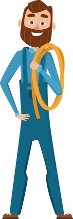 Male Plumber With Hose  Illustration