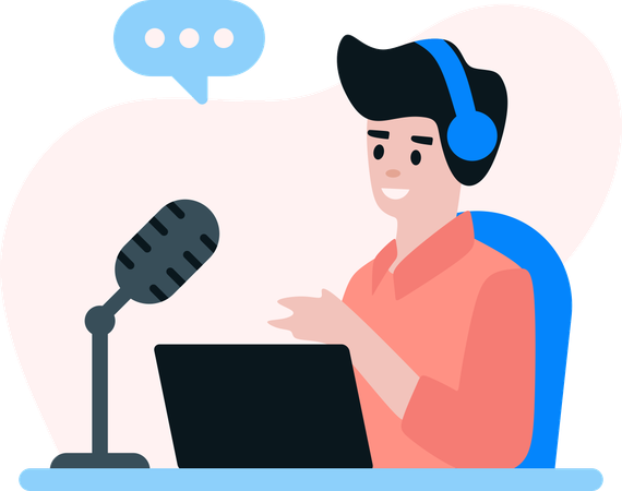 Male Podcast Host  Illustration