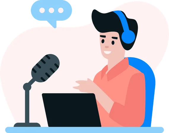 Male Podcast Host  Illustration