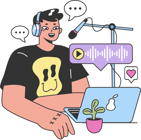 Male podcaster  Illustration