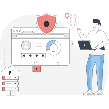 Male  pointing data protection  Illustration