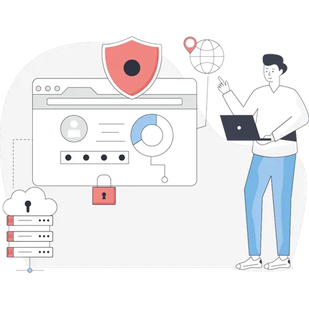 Male  pointing data protection  Illustration
