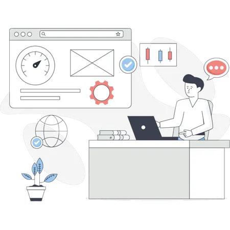 Male pointing programming testing  Illustration