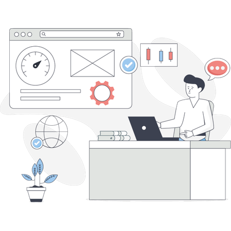 Male pointing programming testing  Illustration