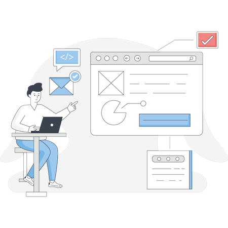 Male  pointing  web mail  Illustration