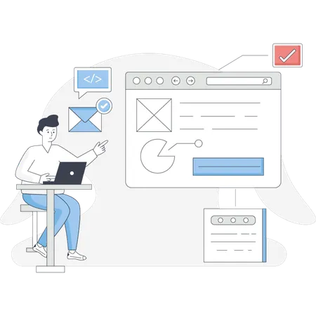 Male  pointing  web mail  Illustration