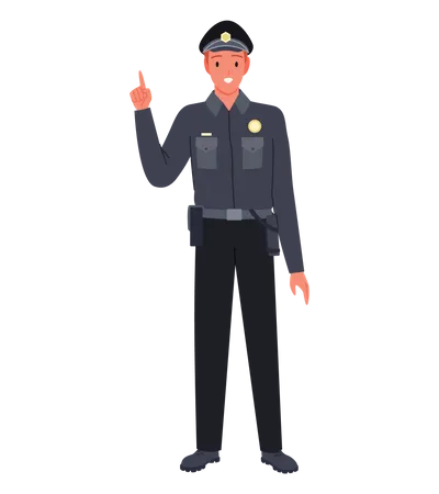 Male Police fingering up  イラスト