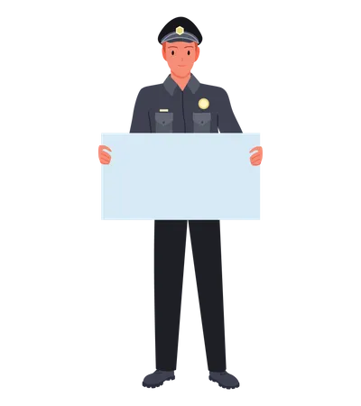 Male Police holding blank board  Illustration
