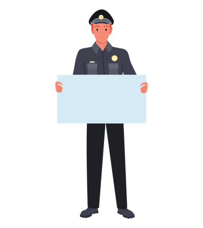 Male Police holding blank board  Illustration