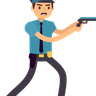 illustrations for police holding gun
