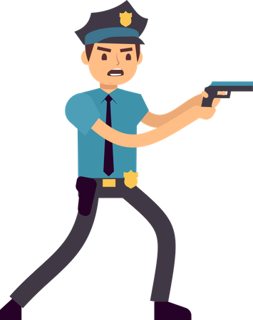 Male Police holding gun  Illustration