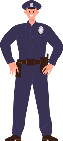 Male Police officer wearing uniform and weapon  Illustration