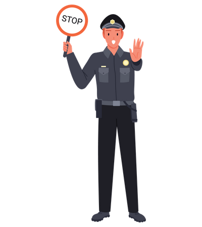 Male Police saying stop  Illustration