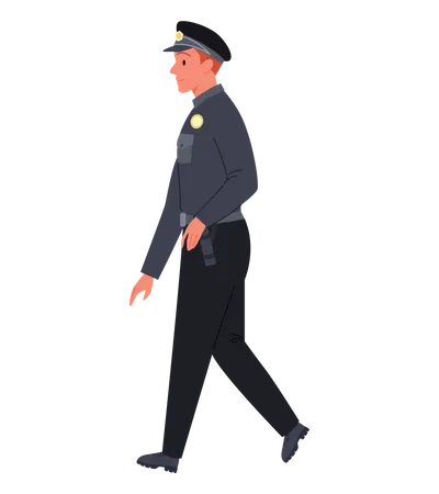 Male Police walking  Illustration