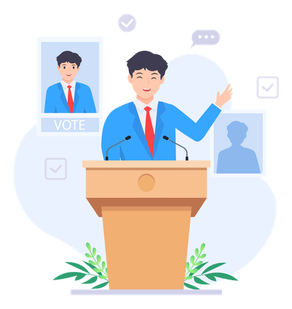 Male political candidate giving speech  Illustration