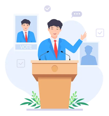 Male political candidate giving speech  Illustration